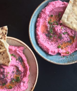 Beetroot Hummus With Feta & Greek Yogurt