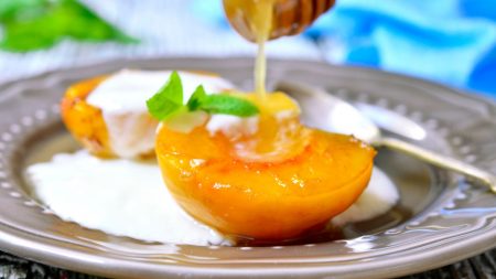 Grilled Ginger Peaches Brushed with Greek Olive Oil