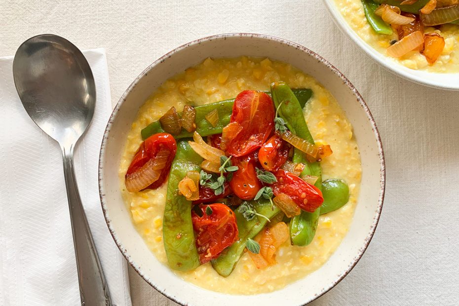 Greek recipe_braised string beans_fresh corn polenta