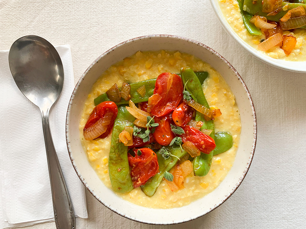 Greek recipe_braised string beans_fresh corn polenta