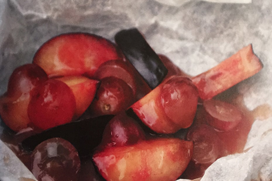 Grilled Summer Fruit Packets with Wine and Greek Yogurt