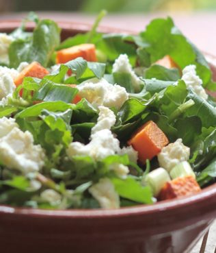 Ikaria Longevity Greek Salad with Sweet Potatoes and Arugula