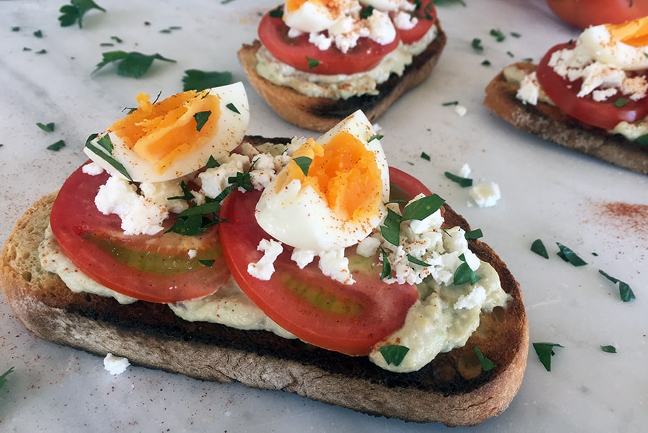 Avocado Hummus Toast With Feta & Eggs Mediterranean Diet, Healthy