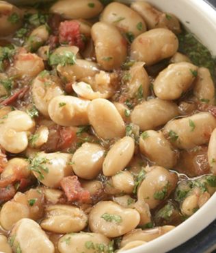Giant Beans Baked with Grape Molasses and Herbs