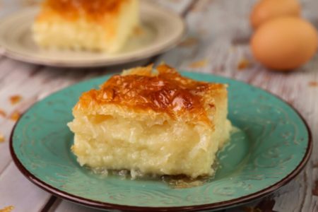 galaktoboureko - Traditional Greek Dessert with phyllo dough and sweet cream.