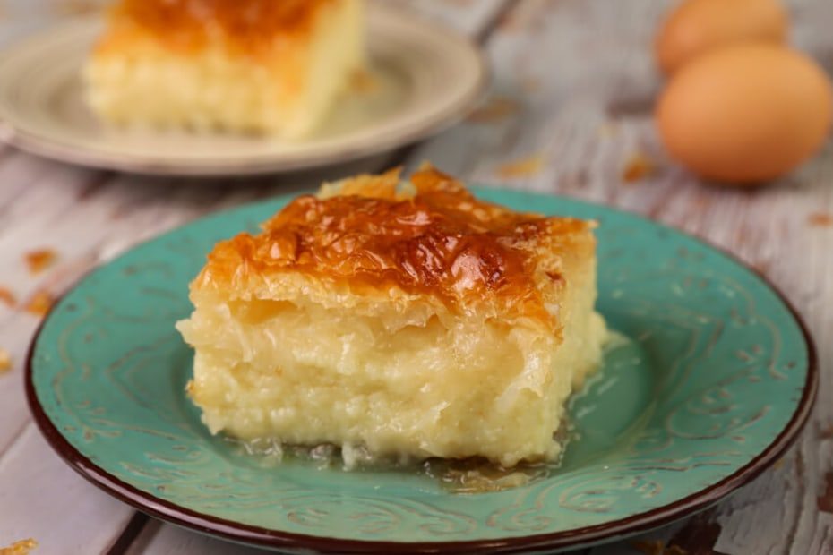 galaktoboureko - Traditional Greek Dessert with phyllo dough and sweet cream.