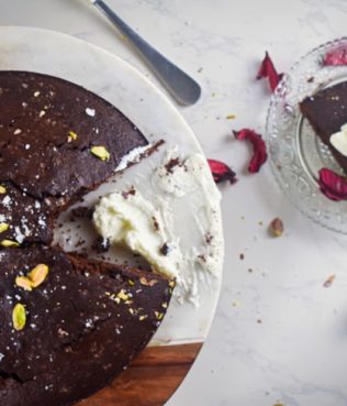 Greek Olive Oil Chocolate Cake with Mastiha Cream