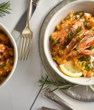 Shrimp Saganaki Risotto