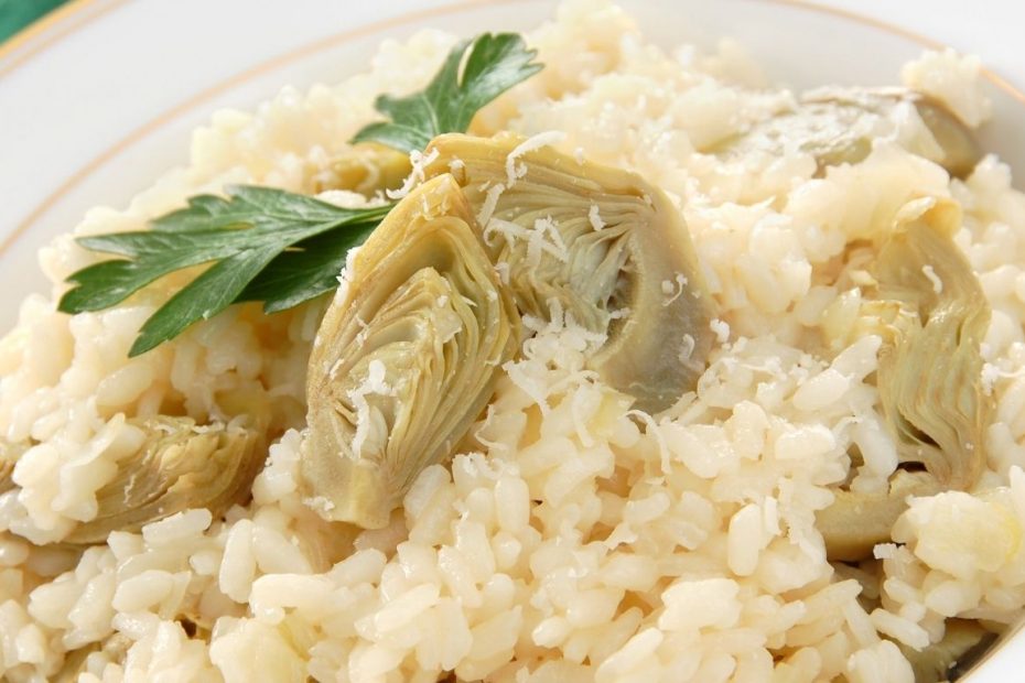 Spring artichoke risotto