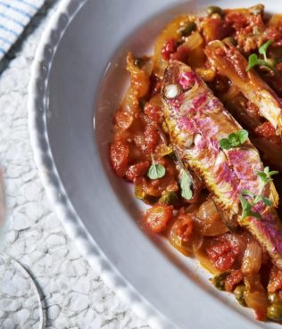 Barbounia Me Kapari - Red Mullet w/Capers & Tomatoes