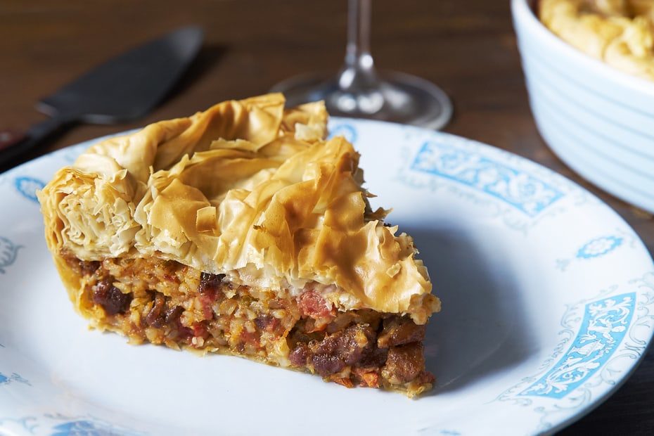 Kefalonitiki Kreatopita - Cephalonia Three-Meat Pie | Mediterranean Diet, Healthy Greek & Blue Zone Ikaria Longevity Recipes by Diane Kochilas