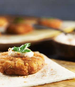 Pitaroudia - Chickpea Fritters with Tahini Sauce