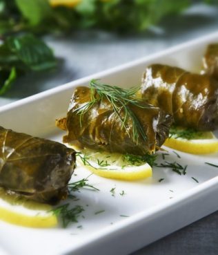 Roditikoi Dolmades - Grape Leaves Stuffed with Bulgur & Cumin