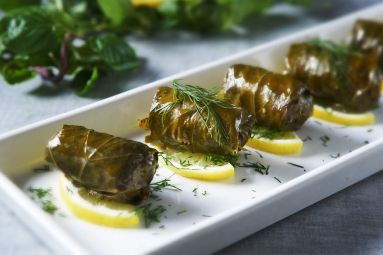 Roditikoi Dolmades Grape Leaves Stuffed with Bulgur & Cumin