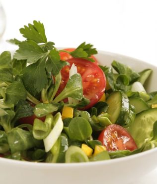 Plum Tomato and Purslane Salad with Lemon Vinaigrette