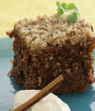 Spiced Walnut Cake with Vanilla Ice Cream