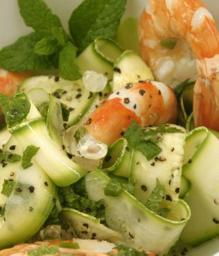 Shrimp and Zucchini Salad Marinated with Mastiha