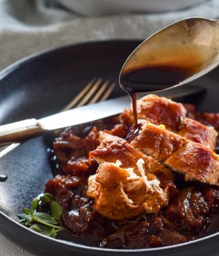 Chicken Breasts in a Skillet with Balsamic-Honey Glaze