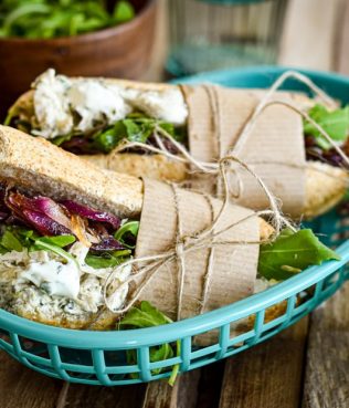 Leftover Chicken or Turkey Sandwiches with Caramelized Onions, Greek Yogurt and Herbs