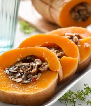 Butternut Squash stuffed with Nuts and Sultana Raisins