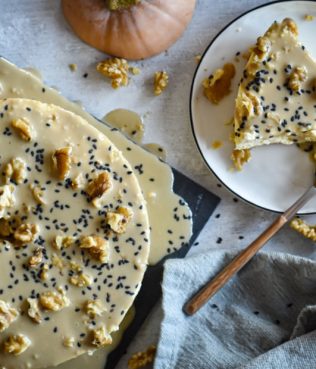 Tahini Pumpkin Greek yogurt cheesecake