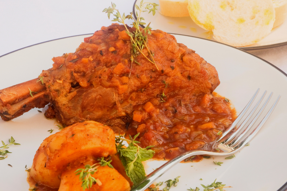 Lamb Shank Roasted With Quince