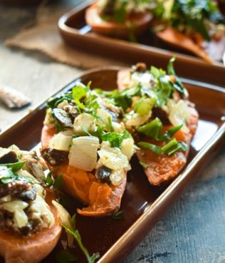 Baked Sweet Potatoes Stuffed with Spanakopita