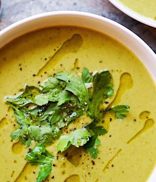 Greek Fava Soup With Cilantro & Truffle Oil