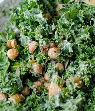 Kale Caesar with Chickpeas and Greek Yogurt Dressing