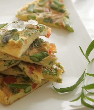 Asparagus, Basil and Tomato Frittata