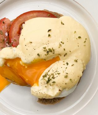 Eggs Benedict with Feta Hollandaise and Cretan Dako or Toast