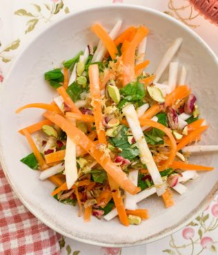 Carrot-Celery Root Greek Salad With Mastiha-Citrus Vinaigrette