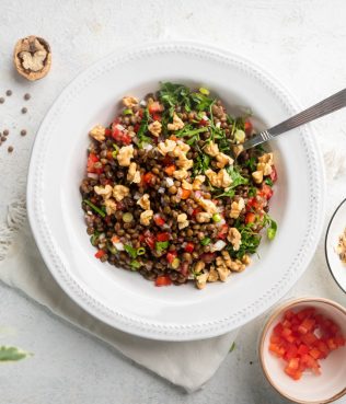 Lentil Tabbouleh With Crumbled Nuts