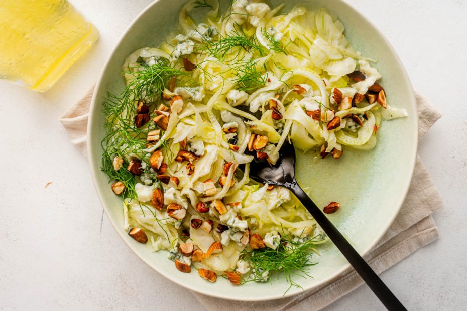 Salad With Fennel, Hazelnuts, and Mastic Vinaigrette. A recipe by Diane Kochilas