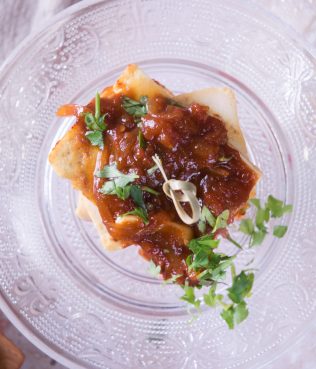 PAN-SEARED TOFU  WITH A OUZO - POMEGRANATE GLAZE