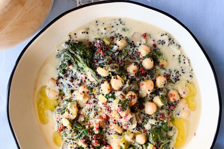 VEGAN QUINOA SPINACH CHICKPEA AVGOLEMONO Diane Kochilas