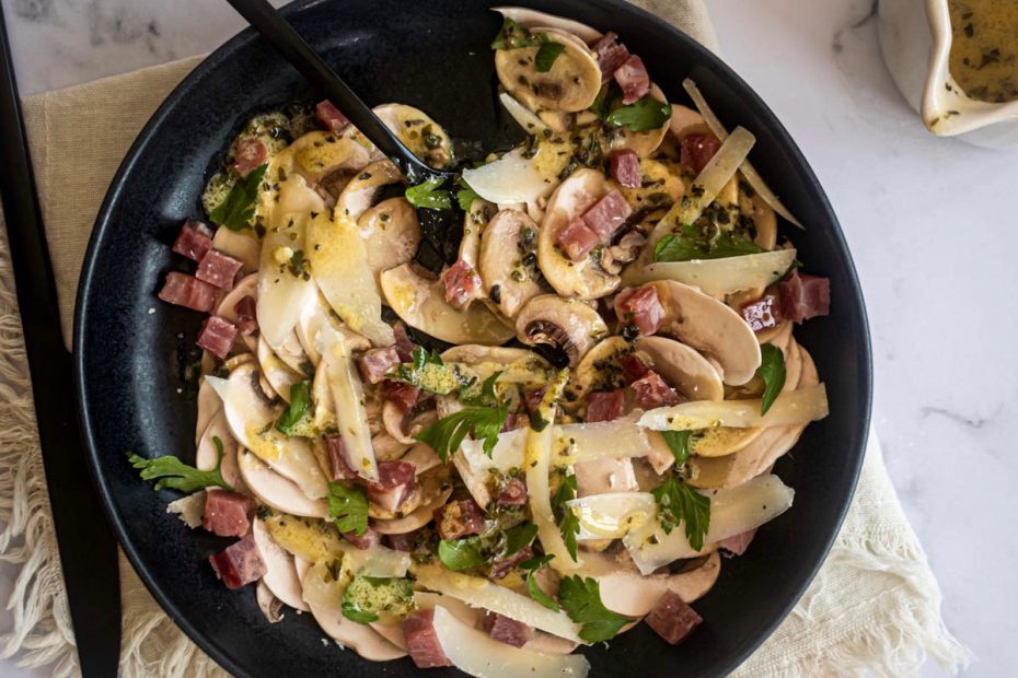Ikaria-Inspired Mushroom Salad with Cured Pork