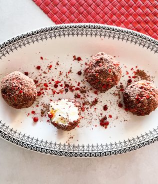 Sweet Feta Truffles with Dark Chocolate & Spices