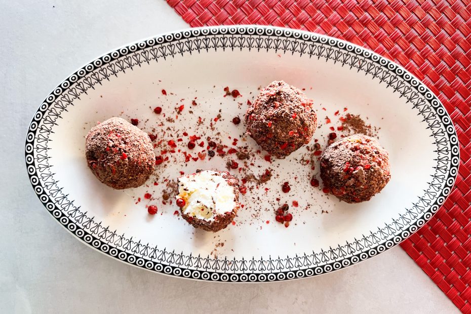 Sweet Feta Truffles with Dark Chocolate & Spices