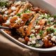 Skillet Chicken Breasts with eggplant and feta cheese.