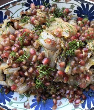 Roasted Savoy or Green Cabbage with Pomegranate and Herbs