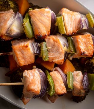 Salmon With Roasted Sweet Potatoes And Broccoli