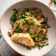 SAUTÉED MONKFISH WITH PORTOBELLO MUSHROOMS, SHALLOTS AND HERBS