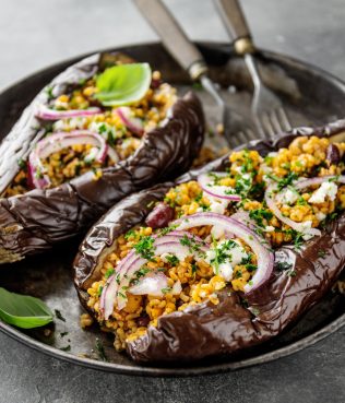 Eggplant Stuffed With Bulgur and Herbs