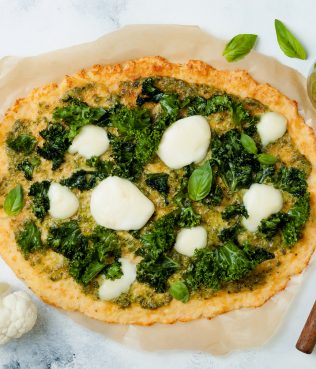 Cauliflower Pizza with Kale & Bocconcini