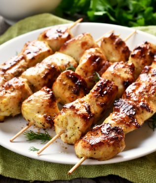 Skewered Chicken Marinated in Yogurt and Spices