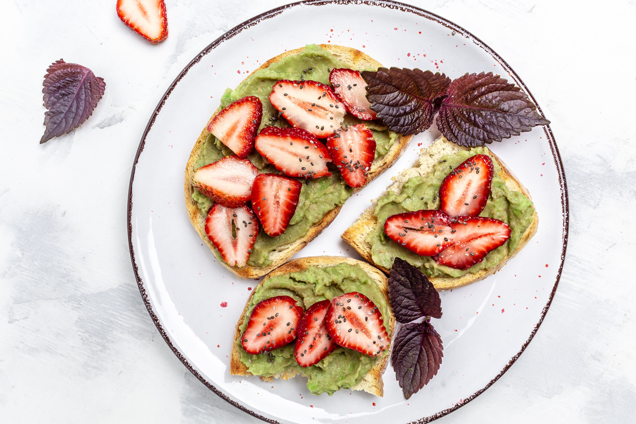 Avocado Toast With Strawberries And Chia Seeds