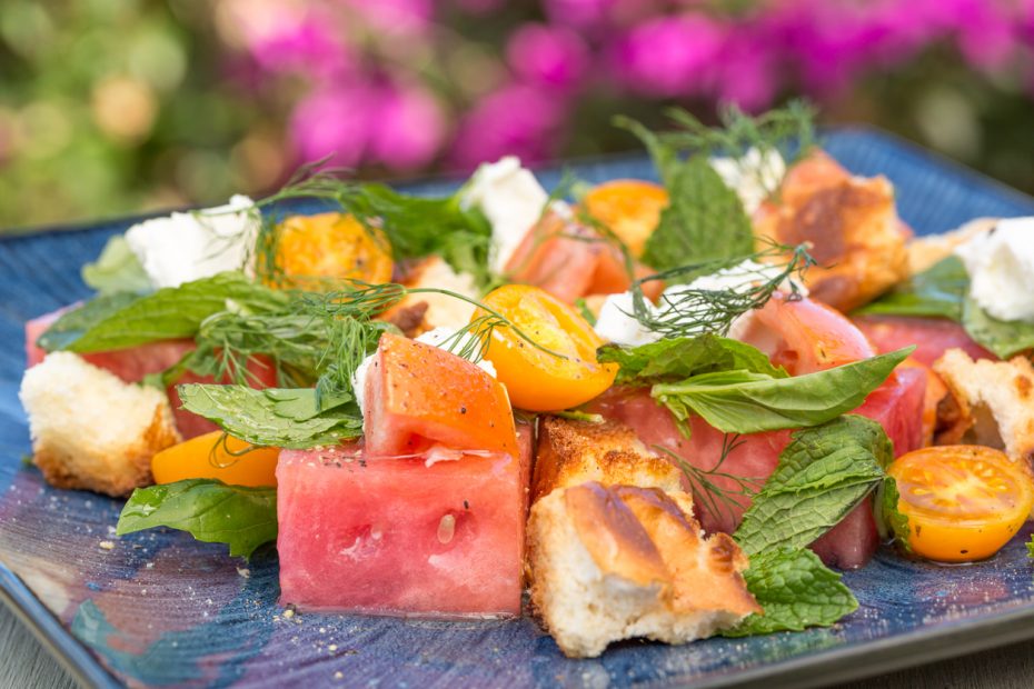 Bread Salad With Watermelon, Feta & Red Onion