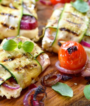 Grilled Feta Wrapped in Zucchini