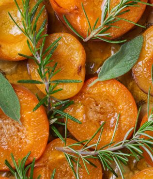 APRICOTS ROASTED WITH HONEY, ROSEMARY, AND SAGE